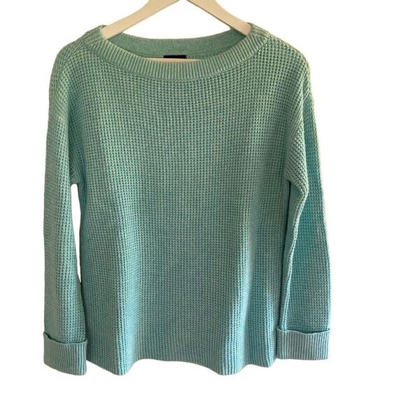 Talbots waffle knit long sleeve cuffed crew neck XS wool blend sweater - Picture 1 of 8